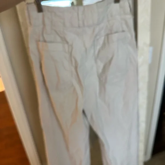 Anthropologie Colette Linen Wideleg Cream Trousers - Picture 6 of 10